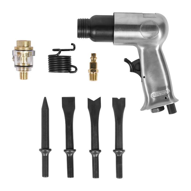  XINXING XQ-T06 KIT MARTELLO PNEUMATICO 9PC 150MM, CON MOLLA, SCALPELLO CORTO 125MM, SET BMC