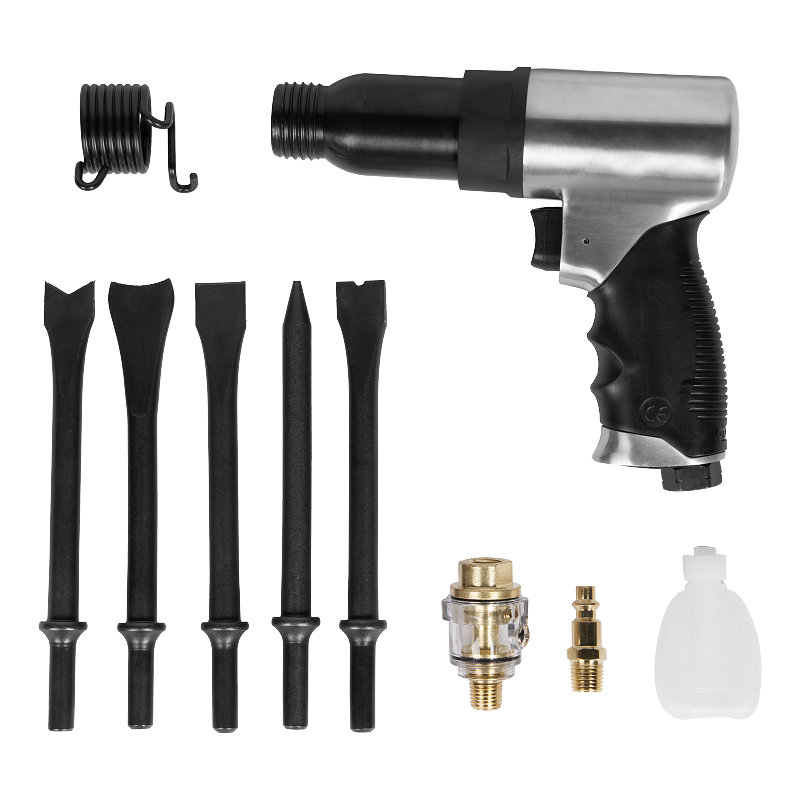  XINXING XQ-T22 KIT MARTELLO PNEUMATICO 10PC 190MM, CON MOLLA, SCALPELLO LUNGO 175MM, SET BMC